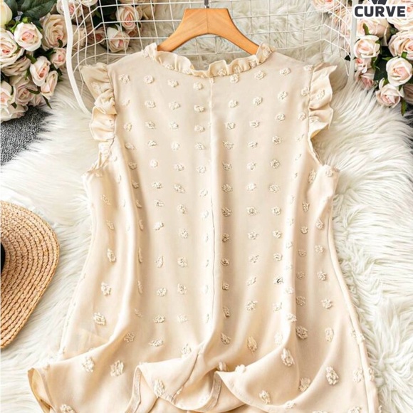 Chic Beige Ruffle Blouse - Picture 2 of 5